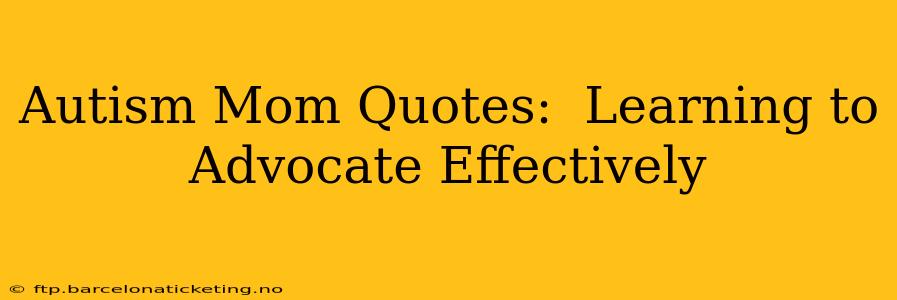 Autism Mom Quotes:  Learning to Advocate Effectively