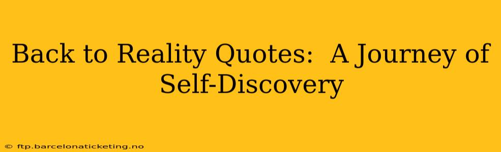 Back to Reality Quotes:  A Journey of Self-Discovery