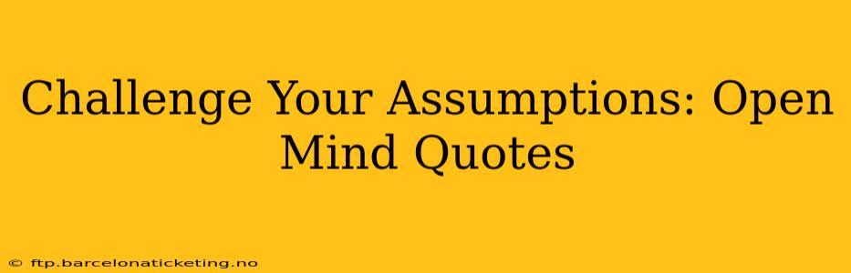 Challenge Your Assumptions: Open Mind Quotes