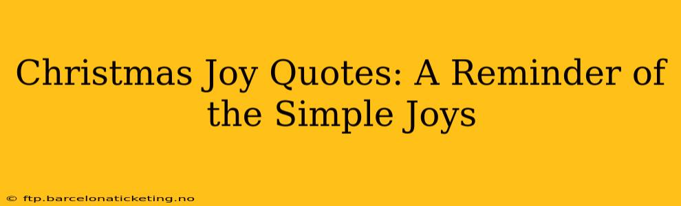 Christmas Joy Quotes: A Reminder of the Simple Joys