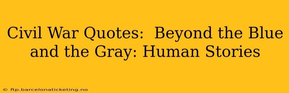 Civil War Quotes:  Beyond the Blue and the Gray: Human Stories
