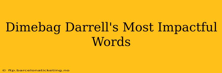 Dimebag Darrell's Most Impactful Words