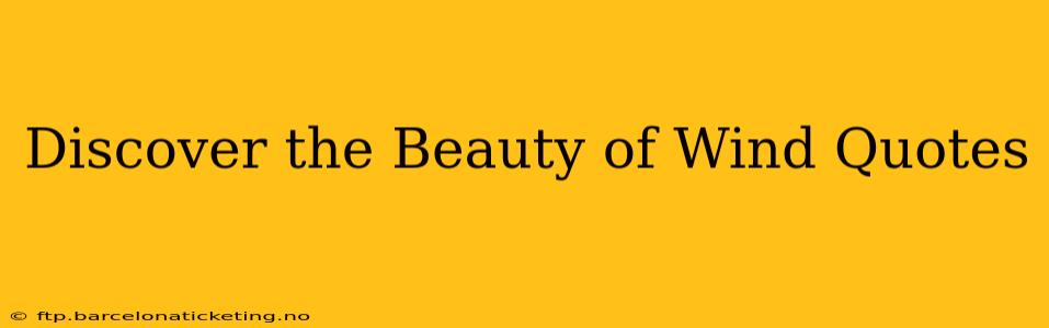 Discover the Beauty of Wind Quotes