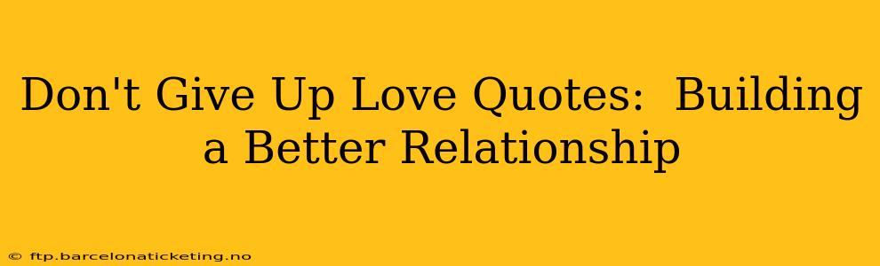 Don't Give Up Love Quotes:  Building a Better Relationship