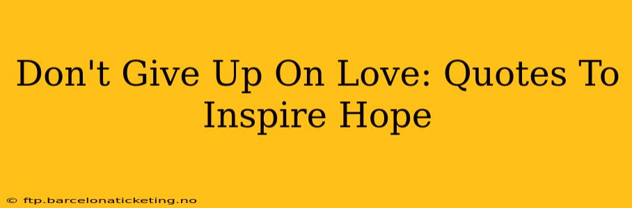 Don't Give Up On Love: Quotes To Inspire Hope