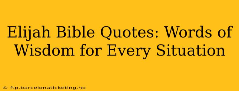 Elijah Bible Quotes: Words of Wisdom for Every Situation