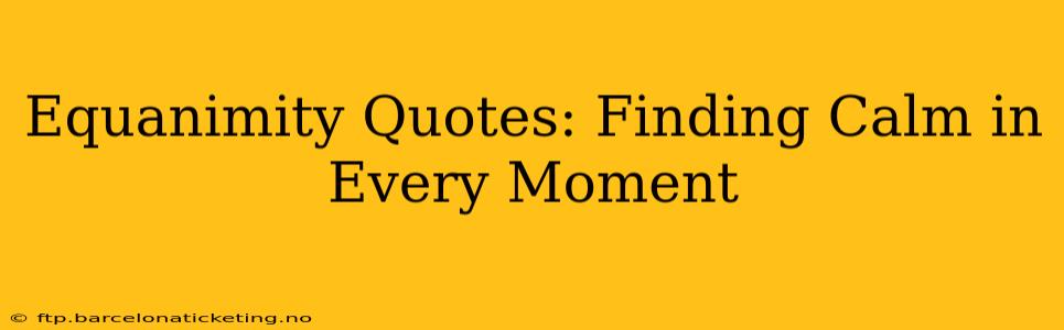 Equanimity Quotes: Finding Calm in Every Moment