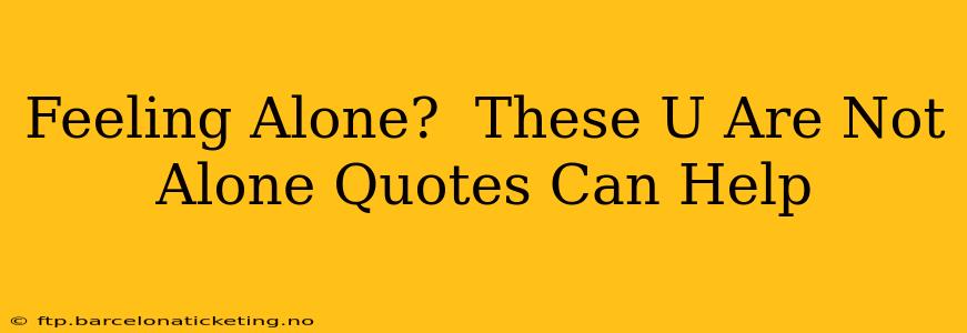 Feeling Alone?  These U Are Not Alone Quotes Can Help