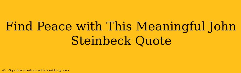 Find Peace with This Meaningful John Steinbeck Quote