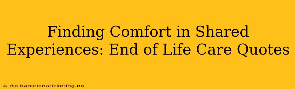 Finding Comfort in Shared Experiences: End of Life Care Quotes