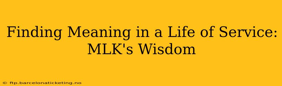 Finding Meaning in a Life of Service: MLK's Wisdom