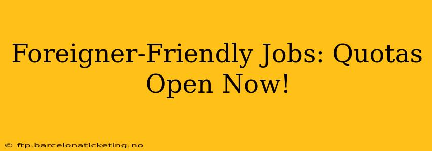 Foreigner-Friendly Jobs: Quotas Open Now!