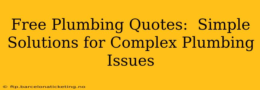 Free Plumbing Quotes:  Simple Solutions for Complex Plumbing Issues