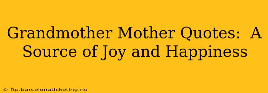 Grandmother Mother Quotes:  A Source of Joy and Happiness