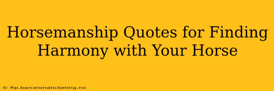 Horsemanship Quotes for Finding Harmony with Your Horse