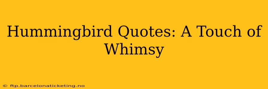 Hummingbird Quotes: A Touch of Whimsy