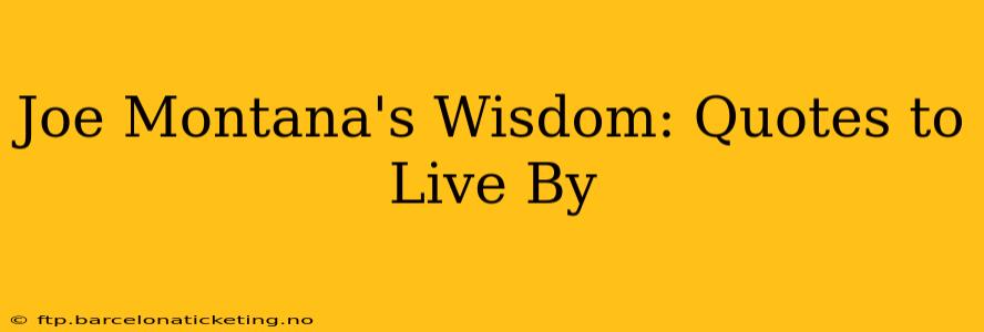 Joe Montana's Wisdom: Quotes to Live By