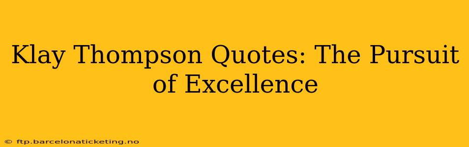 Klay Thompson Quotes: The Pursuit of Excellence