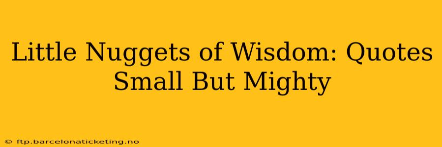 Little Nuggets of Wisdom: Quotes Small But Mighty
