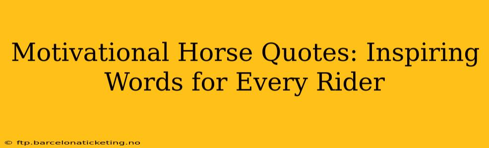Motivational Horse Quotes: Inspiring Words for Every Rider
