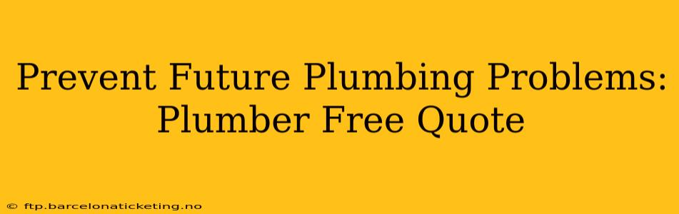 Prevent Future Plumbing Problems: Plumber Free Quote