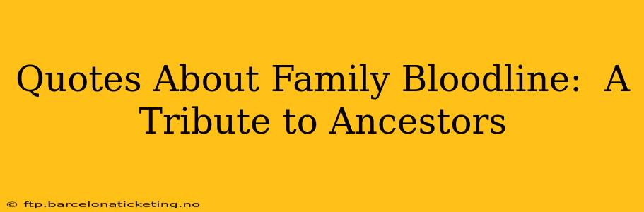 Quotes About Family Bloodline:  A Tribute to Ancestors