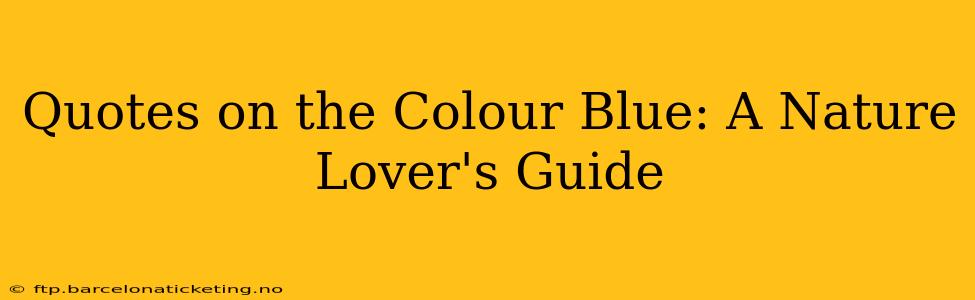 Quotes on the Colour Blue: A Nature Lover's Guide