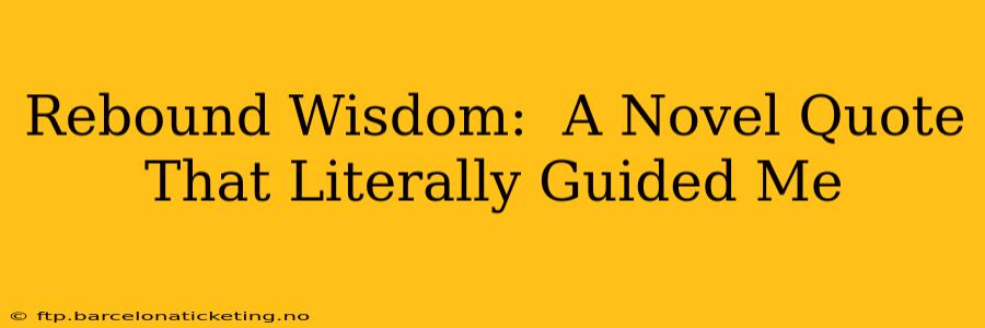 Rebound Wisdom:  A Novel Quote That Literally Guided Me