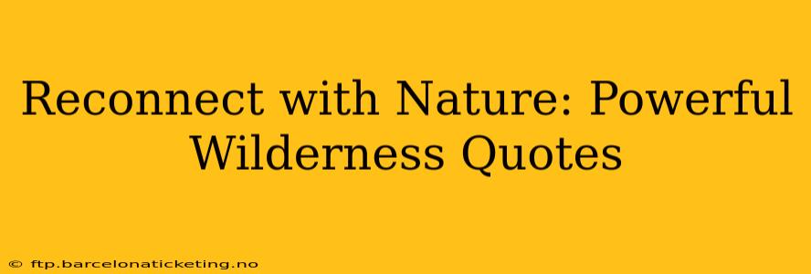 Reconnect with Nature: Powerful Wilderness Quotes