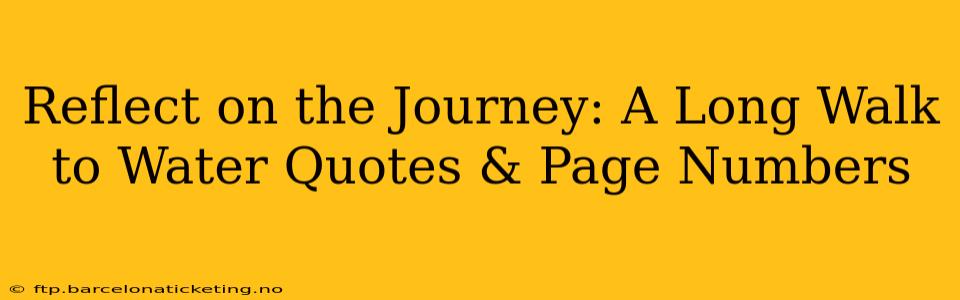 Reflect on the Journey: A Long Walk to Water Quotes & Page Numbers