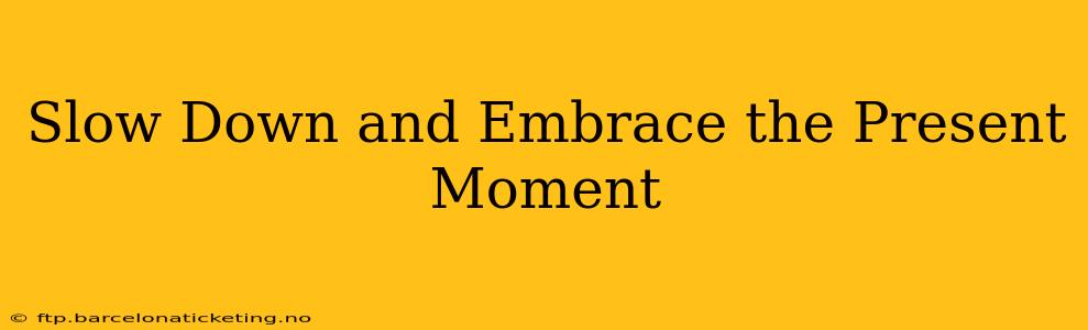 Slow Down and Embrace the Present Moment