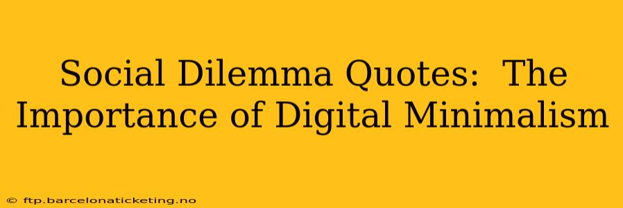 Social Dilemma Quotes:  The Importance of Digital Minimalism