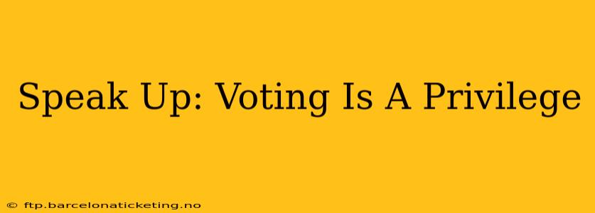 Speak Up: Voting Is A Privilege