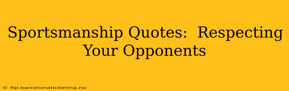 Sportsmanship Quotes:  Respecting Your Opponents