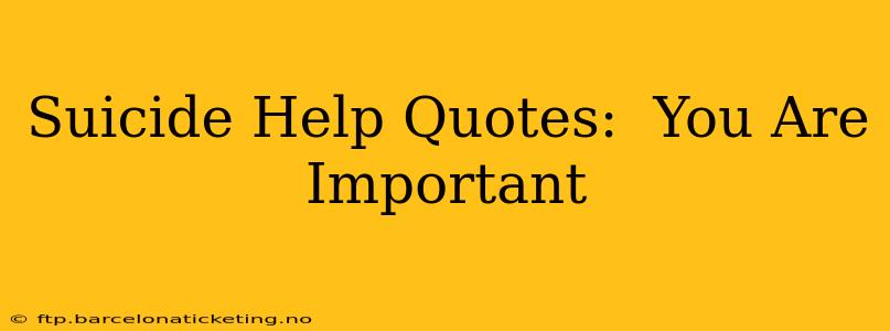 Suicide Help Quotes:  You Are Important