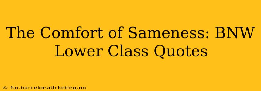 The Comfort of Sameness: BNW Lower Class Quotes