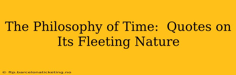 The Philosophy of Time:  Quotes on Its Fleeting Nature