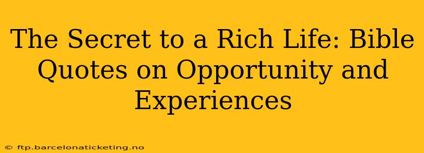 The Secret to a Rich Life: Bible Quotes on Opportunity and Experiences