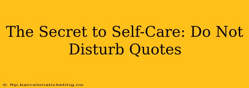 The Secret to Self-Care: Do Not Disturb Quotes