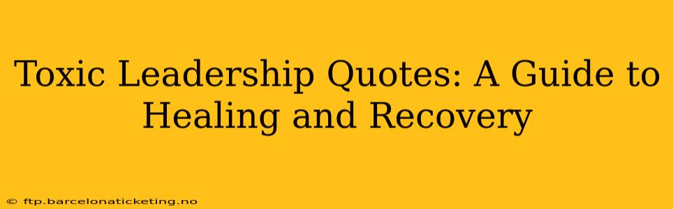 Toxic Leadership Quotes: A Guide to Healing and Recovery