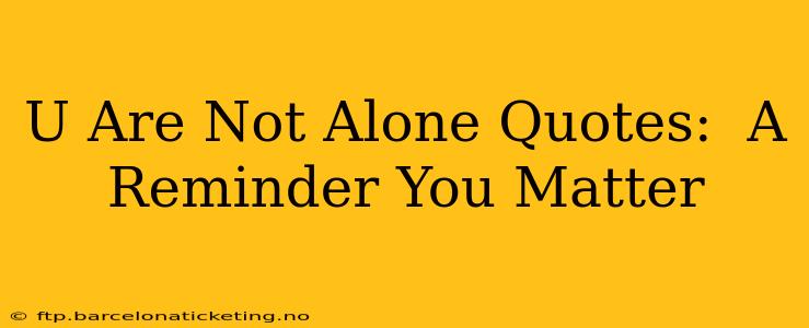 U Are Not Alone Quotes:  A Reminder You Matter